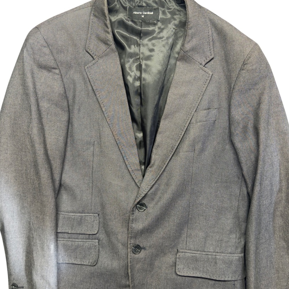 Alberto Cardinali Mens Gray Pinstripe Blazer Jacket Size M‎ Two Button Corpcore